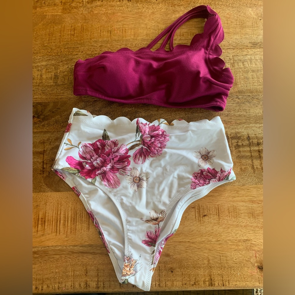 High Waist Floral Pink Bikini Set